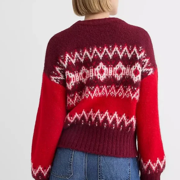 LOFT Vibrant Fair Isle Wool Blend Sweater - Picture 3 of 3
